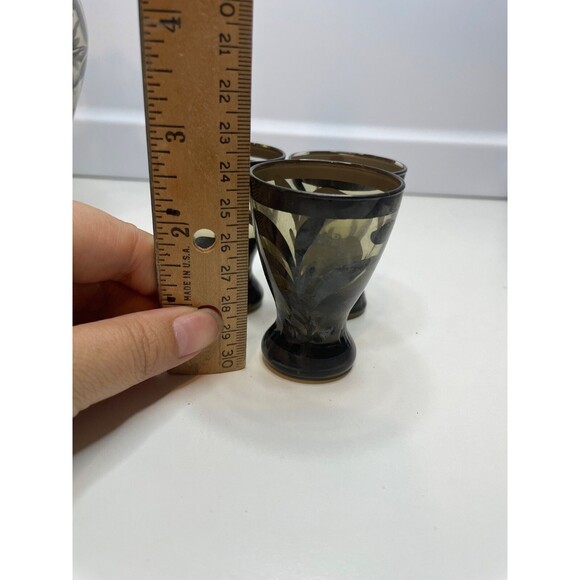 Vintage  Set ITALY CLEAR Glass Silver Overlay Liquor Decanter 3 Shot Glasses - Picture 11 of 11